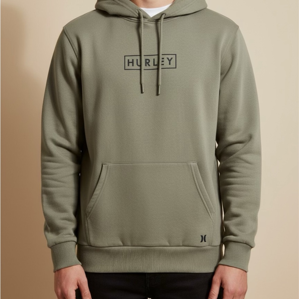 Hurley Men's Olive Hoodie-Size M